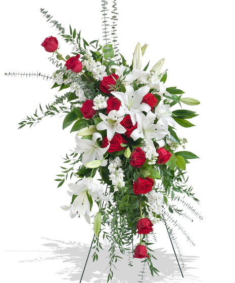 Red and White Tradition stand arrangement delivered in Baton Rouge, LA. 