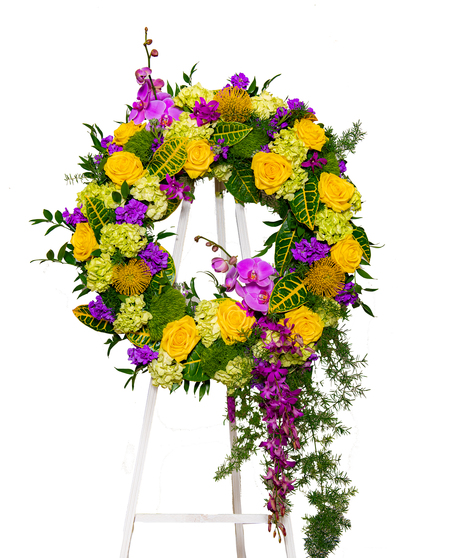 Funeral Wreath of Yellow Flowers