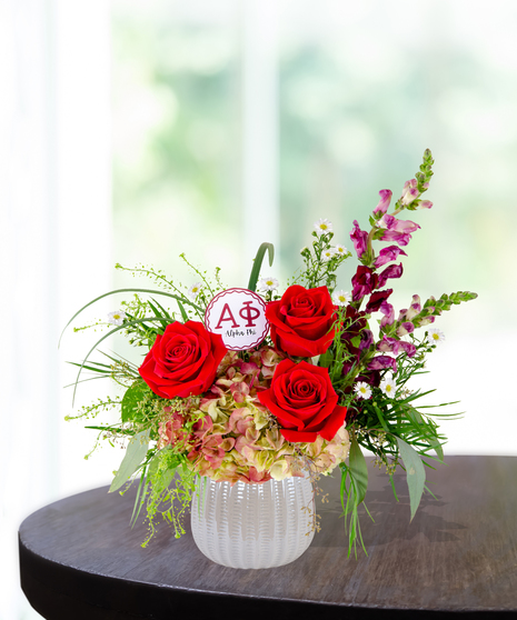 Flower arrangement for Alpha Phi Sorority Rush week delivered Baton Rouge LA