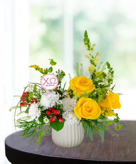 Chi Omega Cube Arrangement for sorority rush week delivered baton rouge la