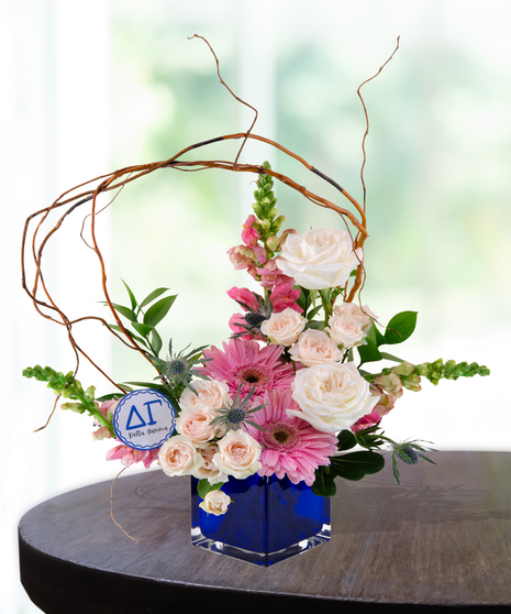 Delta Gamma Rose Cube Arrangement for Sorority Rush week delivered in Baton Rouge LA