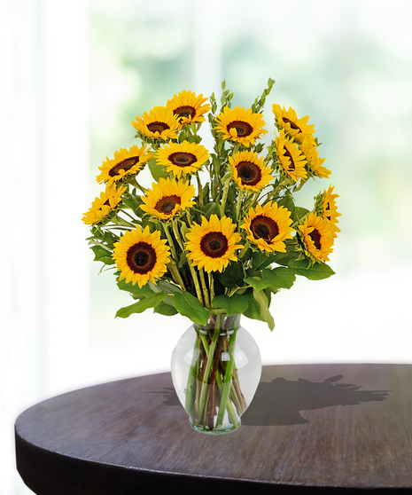 Gathering vase of premium sunflowers delivered locally in Baton Rouge - Billy Heroman's