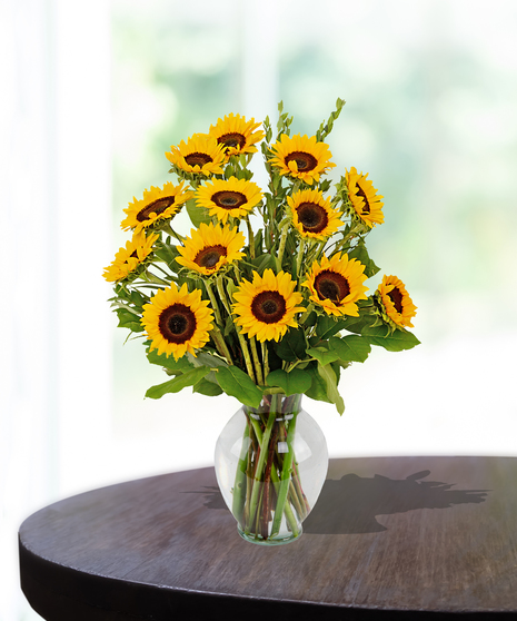 Gathering vase of premium sunflowers delivered locally in Baton Rouge - Billy Heroman's