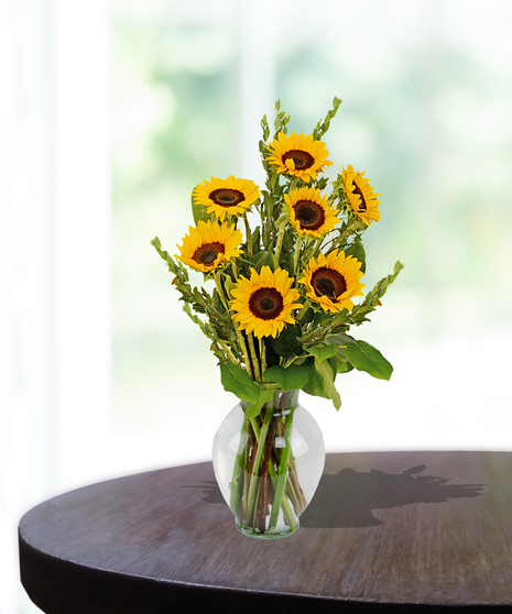 Gathering vase of premium sunflowers delivered locally in Baton Rouge - Billy Heroman's